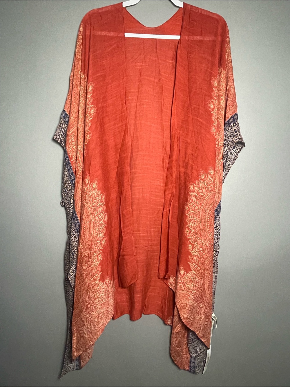 NWT Macchia di Ruggine Rust Navy Paisley Boho Kimono Duster OS